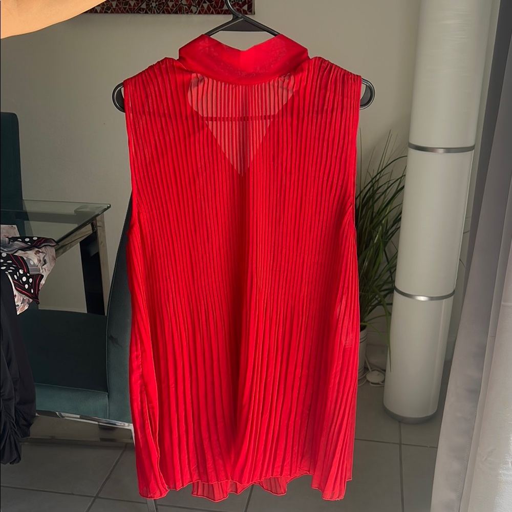 Zara Bold Red Pleated Top